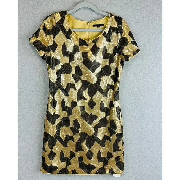 Rachel Zoe | Dresses | Rachel Zoe Womans Sz Large Dress Gold Black Lined Short Sleeve Sequin Fancy | Poshmark Rachel Zoe | Dresses | Rachel Zoe Womans Sz Large Dress Gold Black Lined Short Sleeve Sequin Fancy | Poshmark